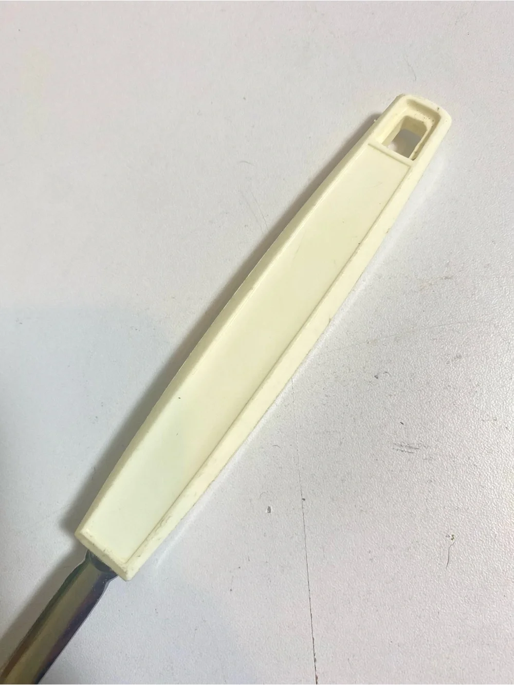 VTG EKCO Chrome Plated Slotted Turner Spatula Stainless Steel White Handle USA
